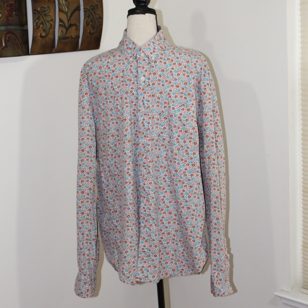 J. Crew, Secret Wash Floral Classic Stretch long sleeve button down shirt